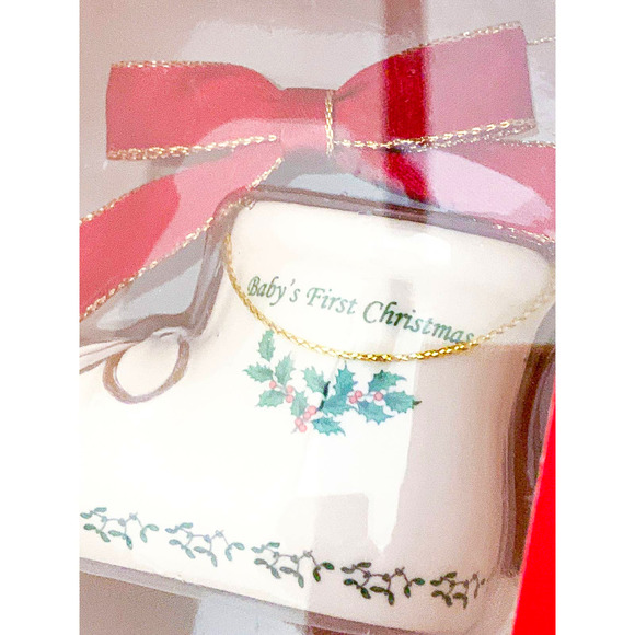 Spode Christmas Tree Ceramic Ornament - Baby’s First Christmas Bootie - NIB - Picture 5 of 6